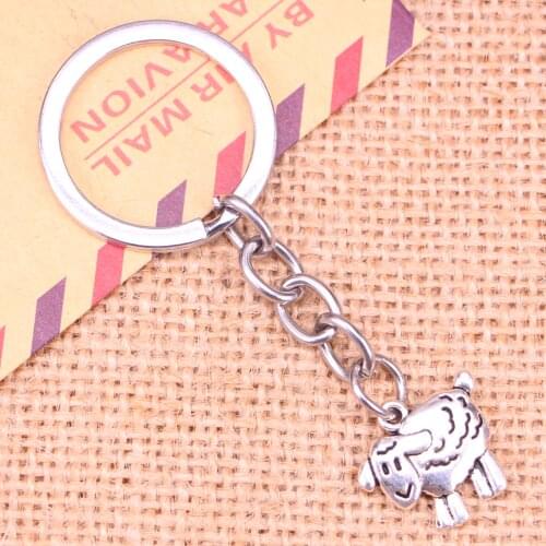 20pcs New Fashion Keychain 18x16mm sheep lamb Pendants DIY Men Jewelry Car Key Chain Ring Holder Souvenir For Gift
