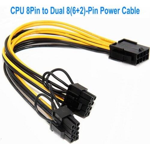 20CM CPU 8 Pin Female to Dual 8 Pin 6+2 Pin Graphics Card Splitter Power Cable 18AWG wire