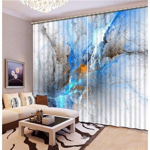 3D Curtain Fashion Customized Classic Home Decor 3D Curtain Aurora Blue Rocks Bed Room Living Room Office Hotel Cortinas