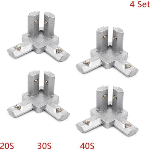 4/8 Set Black And Silver All Series 3-Way End Corner Bracket Connector with Screws for Standard T Slot Aluminum Extrusion