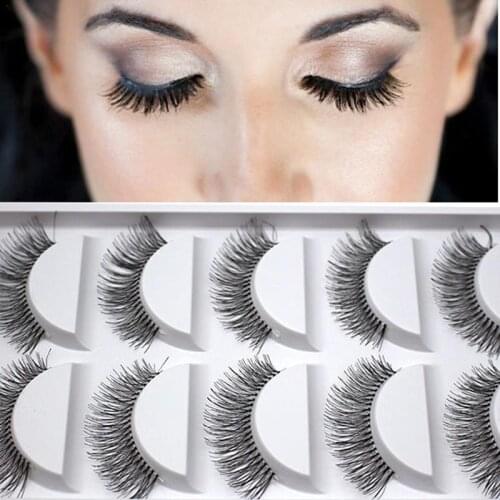 5 Pairs Of White Thread Stem Chemical Fiber False Eyelashes Natural And Comfortable Curling Three-dimensional Handmade Custom