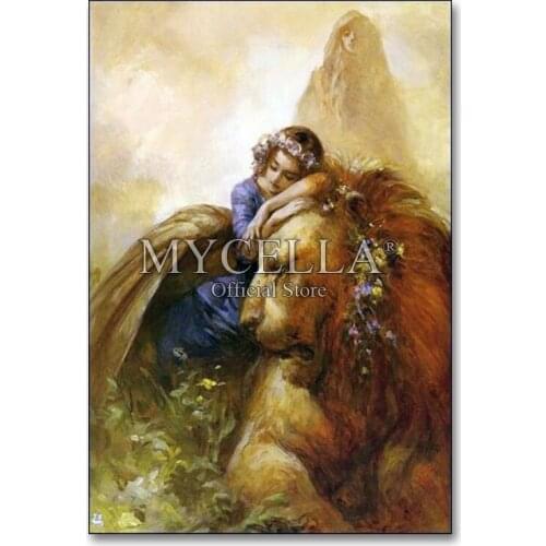 5D,Diamond Embroidery,3D,animal,girl and lion,DIY,Diamond Painting,Cross Stitch,Picture,Full,Diamond Mosaic,Home Decor