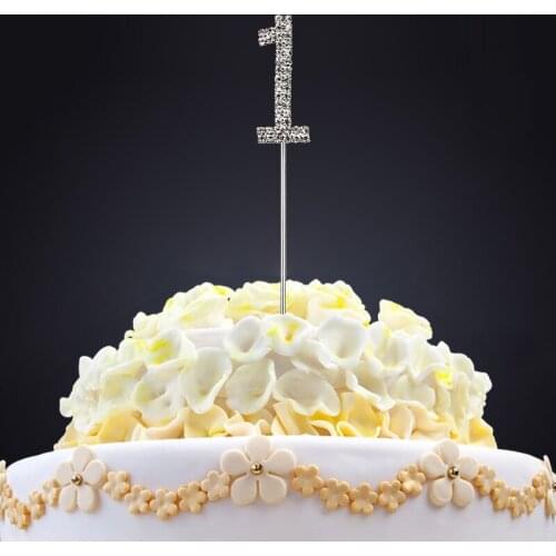 Diamante Rhinestone Numerical Cake Topper on Long Pick- Numbers available 0 - 9