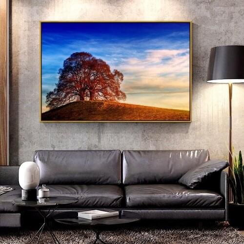 Artcozy Oil Canvas Painting two_trees_hill_landscape For Home Decoration Wall Art
