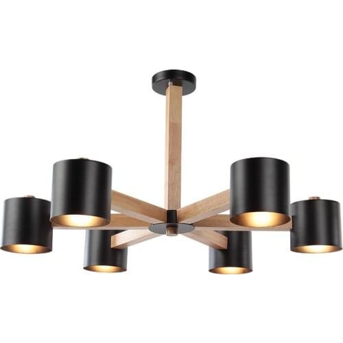 BLUBBLE3/6/8 Heads American Pendant Lights Suction Top AC 90-260V LED Hanglamp Parlor Bedrooms Wood Lighting Pendant Lights