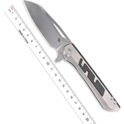 CH CHBUTCHER 2 Flipper folding knife S35VN ceramic bearingbearing titanium+CF handle outdoor camping fruit knife EDC tool