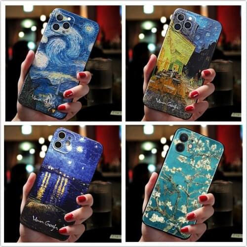 3d Relief Emboss Art Painting Phone Coque For iPhone 12 Pro Case Cover 11 12mini XS 11pro 12pro Max XR X SE 2020 6 6S 7 8 Plus