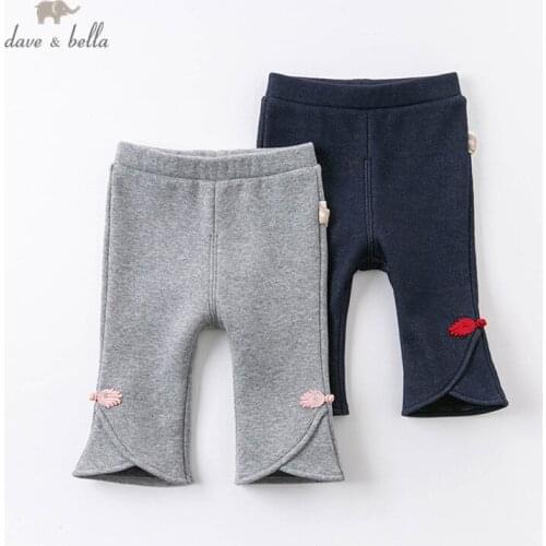 DBM15522 dave bella winter baby girls fashion solid pants children full length kids pants infant toddler trousers