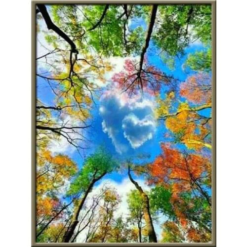 Tree Landscape Printed Canvas 11CT Cross-Stitch Embroidery Complete Kit DMC Threads Handmade Handicraft Handiwork Craft Sales