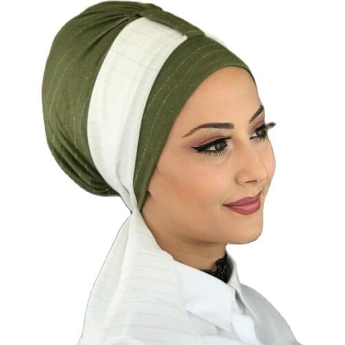 Islamic Fashion Muslim Hijab Lady Hijab 2021 Trend Scarf Beanie Ready Shawl Foulard Hat Green Almond Green Hijab Scarf Bone