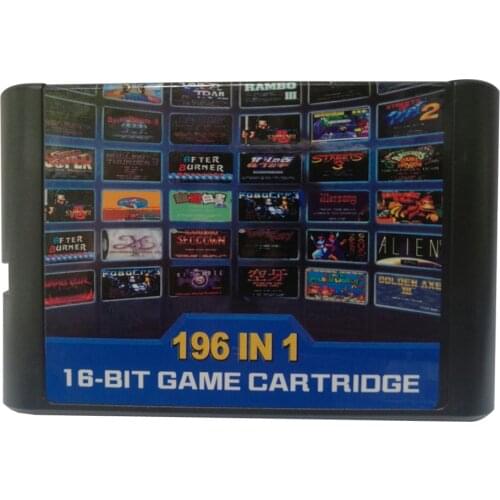 Hight quality 196 in 1 games cards cartridge 16 bit For Sega Mega Drive MD For PAL and NTSC drop shipping