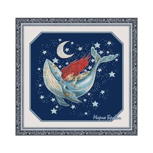 Whale baby girl Counted Cross Stitch 11CT 14CT 18CT DIY Chinese Cross Stitch Kits Embroidery Needlework Sets