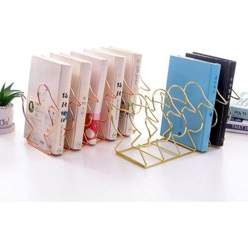 5 cells Bookshelf Desk Organizer Desk Accessories Book Stand Home Office Storage Box Metal Rack Iron Ornaments Creative Nordic