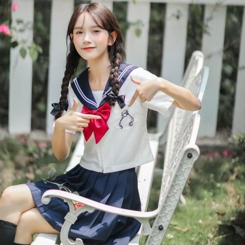 Jk Uniform Set 2021 Summer New Japanese Sweet College Style Two-piece Set Sailor Suit School Girl Uniform