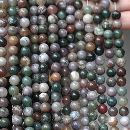 Round Indian Agates Beads Natural Stone Loose Beads 3mm 4mm 6mm 8mm 10mm for Bracelet Making for Jewelry Making Strand 15"