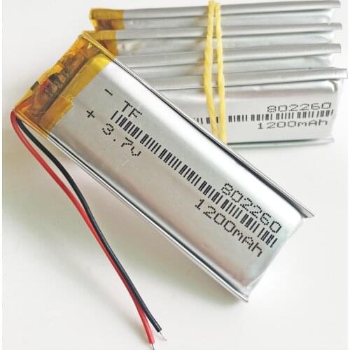 5 pcs 3.7V 1200mAh Lithium Polymer LiPo Rechargeable Battery 802260 For Mp3 GPS PSP DVD mobile video game PAD E-books Tablet PC