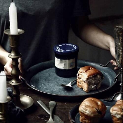 Retro Metal Plate With Handle Round Vintage Storage Bread Tray Home Decoration Photo Props