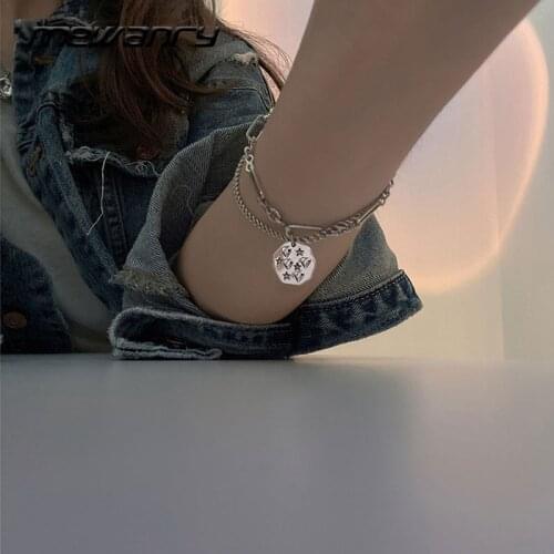 MEWANRY 925 Sterling Silver Bracelets Fashion Hip Hop Vintage Couples Creative Double Layer Chain Design Party Jewelry Wholesale