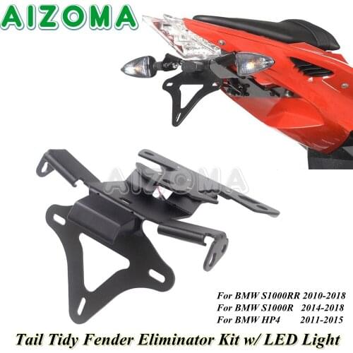 Motorcycle Fender Eliminator kit Rear Tail Tidy Number License Plate Holder LED Light For BMW S1000RR / S1000R / HP4 2010-18
