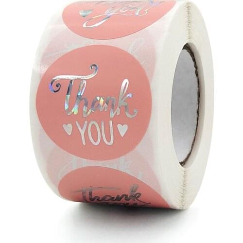 25mm/38mm Pink Thank You Stickers Gift Box Bag Packaging Decorations Envelope Sealing Labels Stationery Supplies