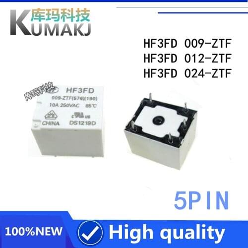 2PCS NEW relay HF3FA-012-ZTF (888) HF3FD-009-ZTF HF3FD-024-ZTF HF3FA 012 ZTF 9V 12V 24V HF3FA012ZTF 10A 250VAC 5PIN