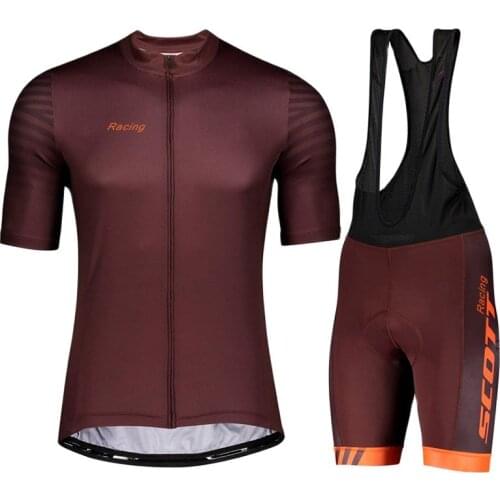 Outdoor brown breathable mountain bike short-sleeved SCOTT RACING cycling jersey suit men