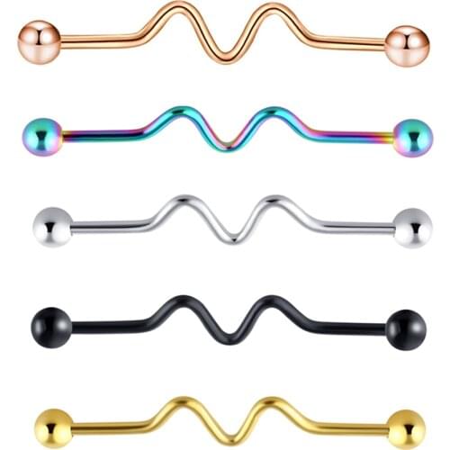 Industrial Barbell Piercing Jewelry 14G Stainless Steel Cartilage Helix Conch Earring 1 1/2Inch(38mm) Opal Stone Balls for Women