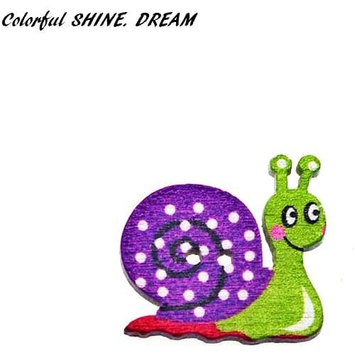 12pcs Wood Buttons Mixed Color Cute Snail Cartoons Sewing Button Scrapbooking Embellishments Crafts Decorative 23X21mm