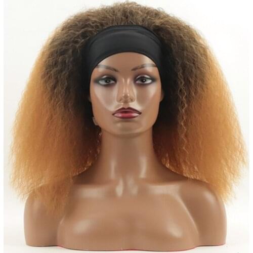 Fluffy Kinky Curly Headband Wigs for Black Women Blonde Afro Curls Scarf Wig Natural Synthetic Cosplay Wraps Wig Parrucca Donna