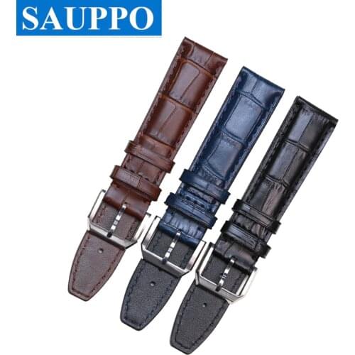 SAUPPO suitable for IWC PORTOFINO Calf Skin Leather Watch Strap Black Brown Navy Blue Top Layer Leather Men Watch Accessories