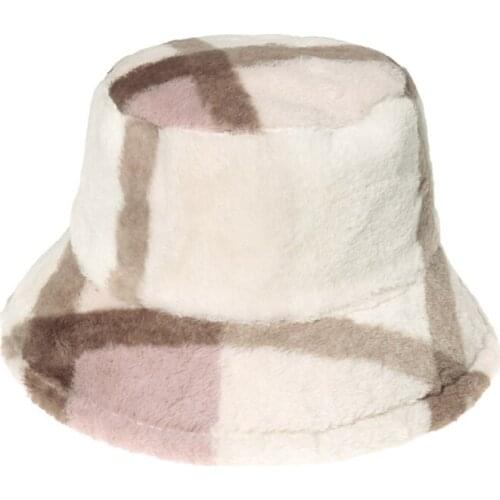 Lattice Plush Basin Hat Warm Grid Hat Outdoor Trend Fashion Fall Winter Hipster