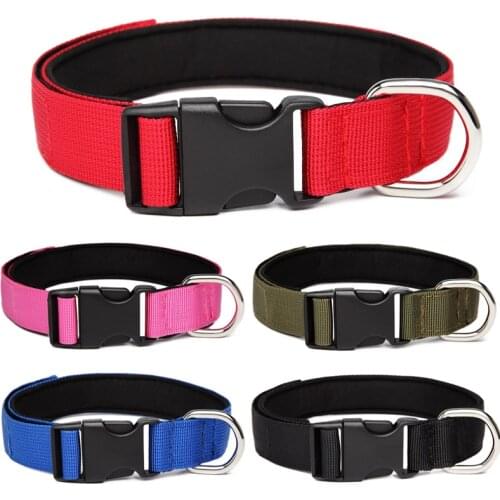 Comfort Neoprene Padded Dog Collar wiith Heavy Buckle D-Ring Breathable Nylon Pet Collar Adjustable For Small Medium Large Dogs