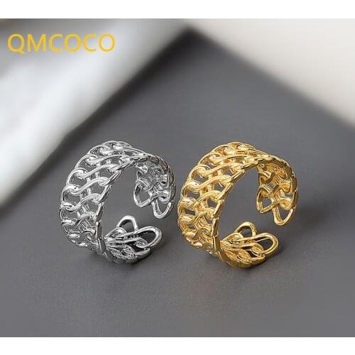 QMCOCO 925 Sterling Silver Korean INS Unique Cross-Wound Multi-Layer Chain Open Ring Female Wild Handmade Fashion Jewelry Gift