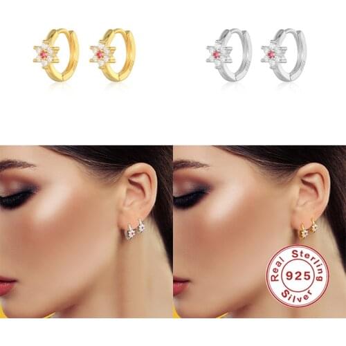 AIDE 2021 Trend 925 Sterling Silver Earrings For Women Snowflake Cartilage Huggie Earrings Dangle Piercing Pendientes Mom Gifts