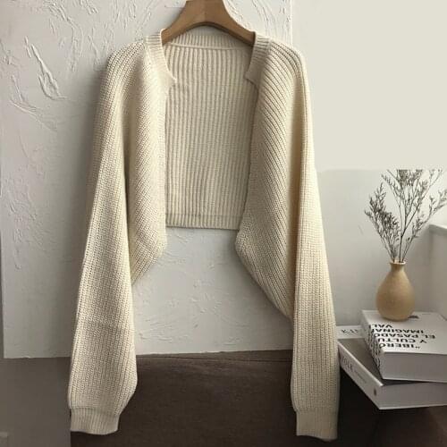 PEONFLY 2020 Cardigan Autumn Long Sleeve Short Sweater Women Elegant Korean Ribbed Knitted Coat Solid Ladies Soft Outwear Female