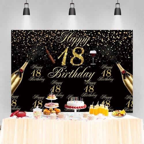 Laeacco Golden Happy 18th 20th 21st Birthday Party Beer Dots Celebration Poster Photo Background Photography Backdrop Photocall