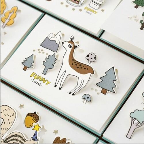 1pc Animal 3D Greeting Card Blessing Card Cute Childrens Day Forest Element Birthday Thank You Card With Envelope