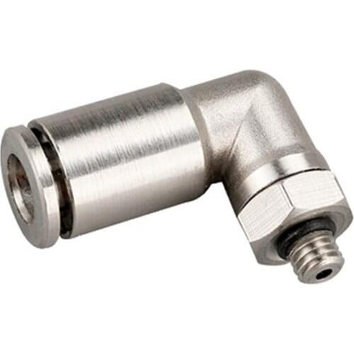 1pc All copper nickel-plated quick-plug connector PL14/16 series trachea pneumatic connector right angle elbow external thread