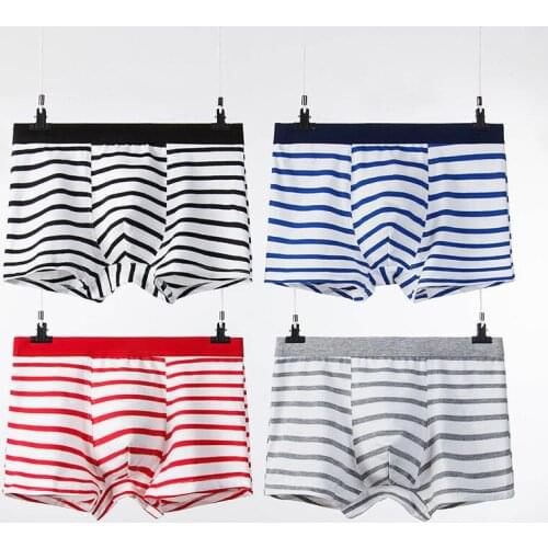 2021 Men Underwear 100% Cotton Stretch Striped Boxer Shorts Simple Boxer Shorts Comfortable Cosy Underpants Men Panties