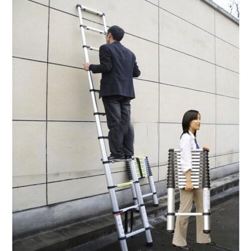 3.8m Adjustable Household Ladder Portable Extension Telescopic Ladder Multipurpose Retractable Aluminum Alloy Straight Ladder