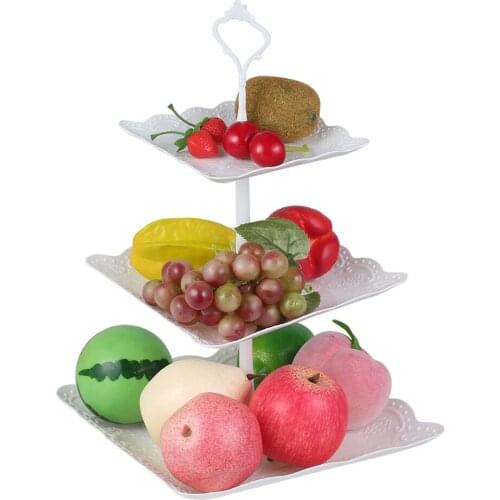 3 Layer Cupcake Stand Fruit Cake Dessert Plate Stand Round/Square Afternoon Tea Wedding Party Storage Rack Kitchen Accessories