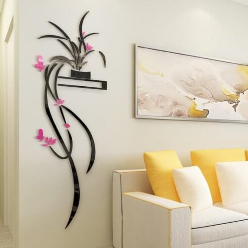 3D Flowers Wall Stickers Chinese Style Decoration Art Wallpaper Decals Living Room Porch Wallsticker Murals DIY Acrylic Poster