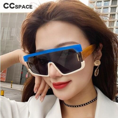 49256 Square Oversized One Lens Goggle Sunglasses Men Women Fashion Shades UV400 Vintage Glasses