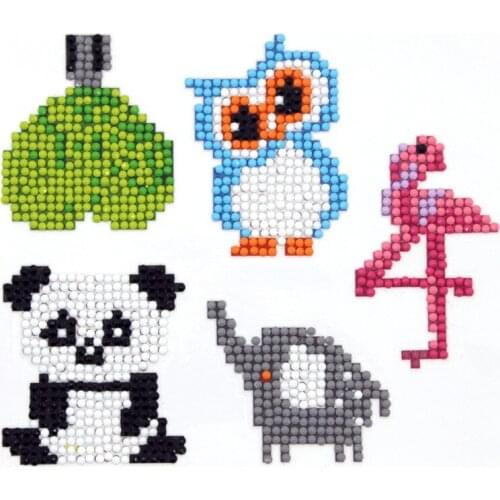 5pcs Animal 5d Diamond Art Painting Stickers Painting By Diamonds Cross Stitch DIY Crafts Gift Home Wall Deocr