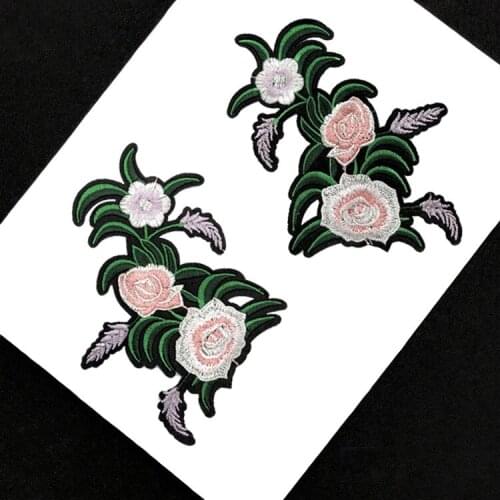 Apparel one set embroidery patch flower leaf for bag hat badges applique for clothing AM-2135