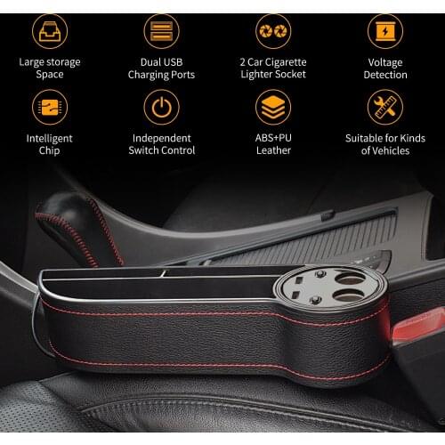Car Charger, New Car Seat Gap Storage Storage Box, Multi-function Dual Usb Charger, Car Sundries Storage Box