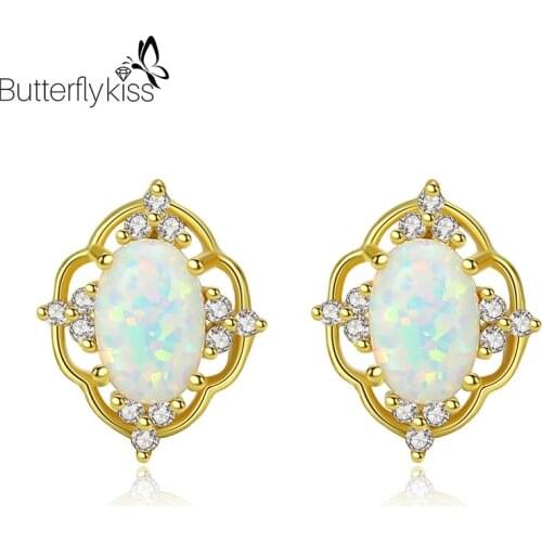 BK Romantic Opal Women’s Earrings Real 925 Sterling Silver 2021 Trendy Wedding Engagement Party Gifts 10*8mm Customized Jewelry