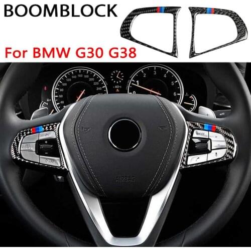 BOOMBLOCK For BMW 5 Series G30 G38 G08 X3 G01 Steering Wheel Button Panel Cover Trim Frame Carbon Fiber Sticker Interior Styling