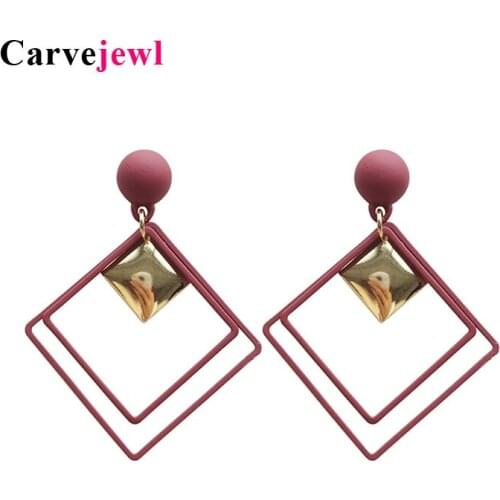 Carvejewl Simple Versatile double square Earrings Temperament Net Black Tide Pendant geometric Earring For Women Jewelry Brincos