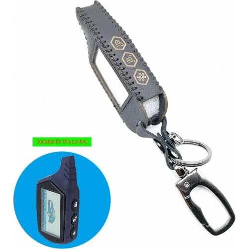 A 91 2-way Leather Key Case For Vehicle Safety In Two Senses Car Alarm System Russian Version Starline A91 Fob Keychain
